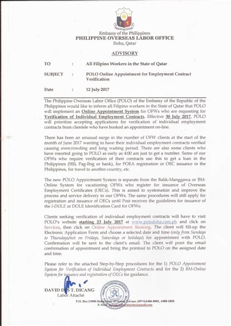 POLO to implement online appointment system for job contract .